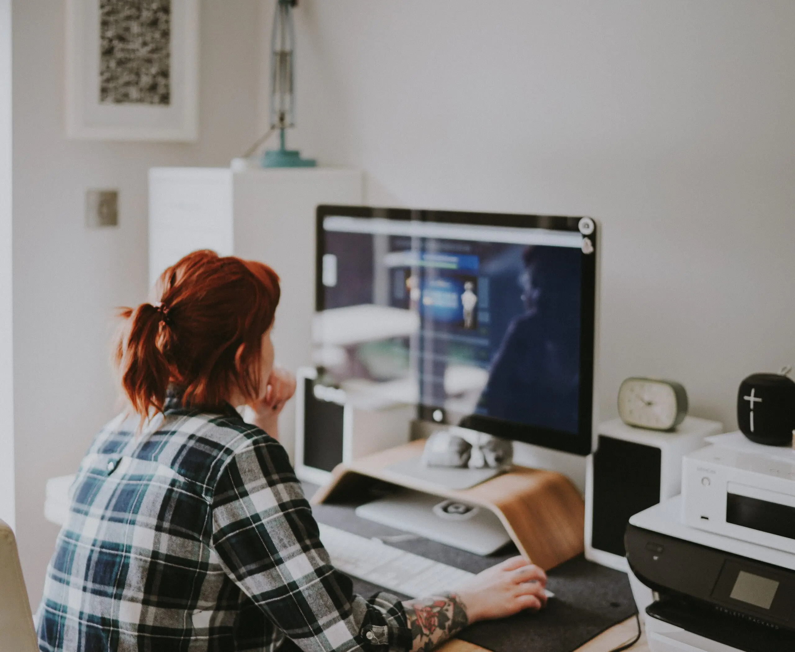 Girl looking at monitor